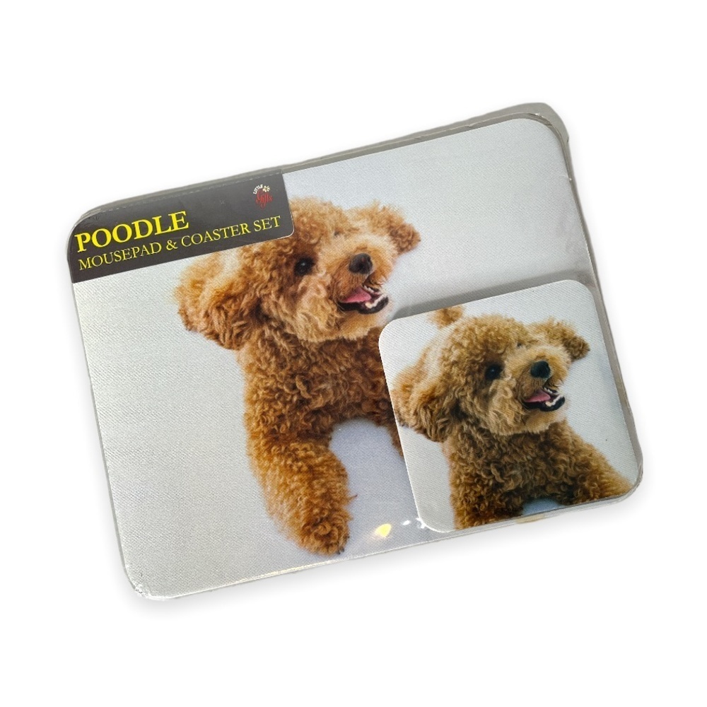 Red Poodle Mouse Pad and 2‎ Coaster Set Dog 2009 Little Gifts New Sealed